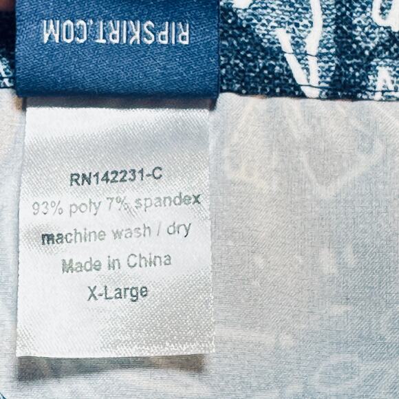 RipSkirt Hawaii Navy White Floral Wrap Skirt Women Sz‎ XL Knee Length 3 EUC - Picture 7 of 8